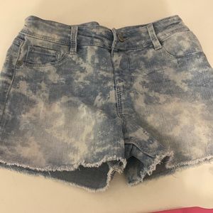 tie dye blue jean shorts